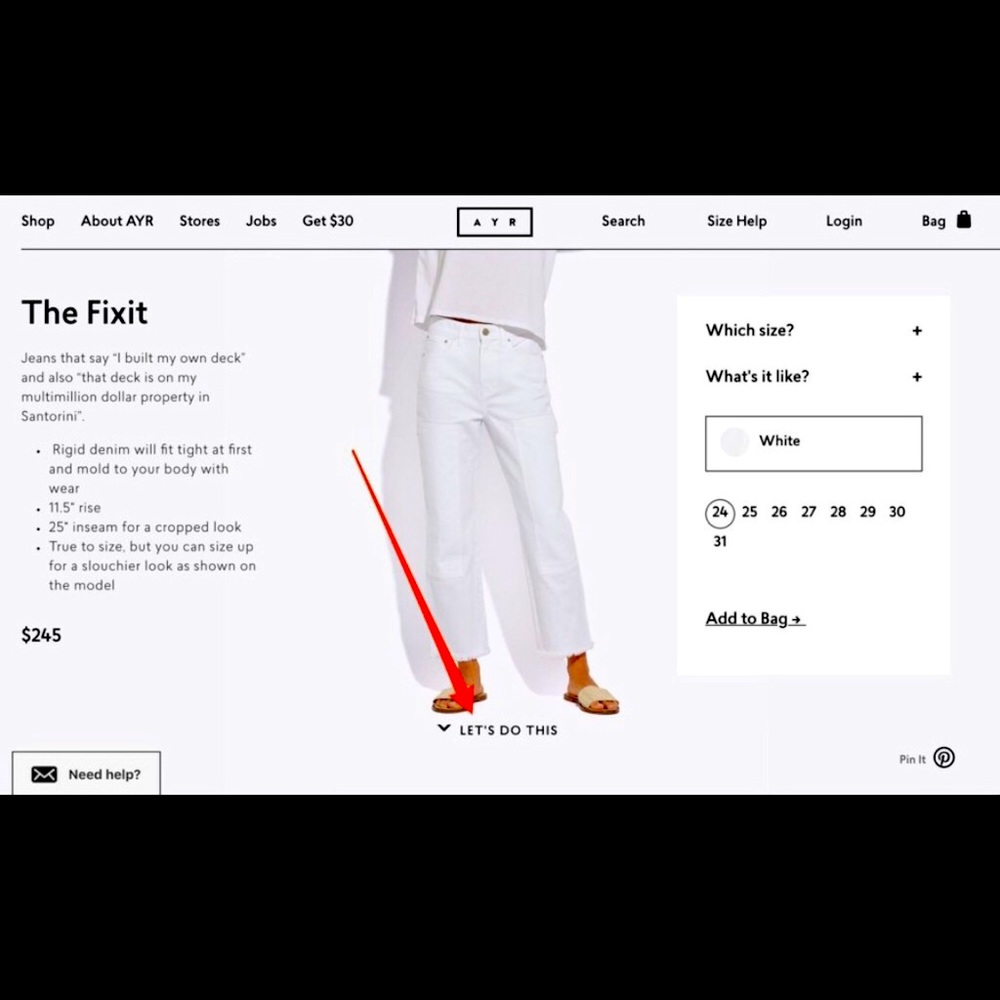 New AYR Fixit jeans in white